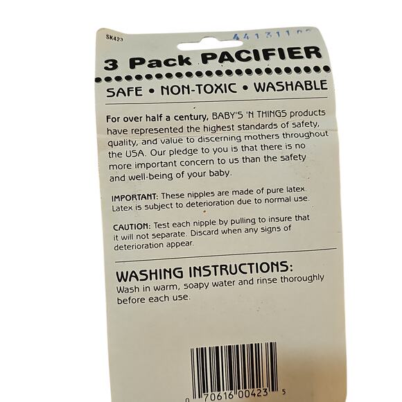 NEW Vintage Baby’s ‘N Things Latex Pacifiers 2002 Latex Nipple 3 Pack REBORN - Picture 9 of 9